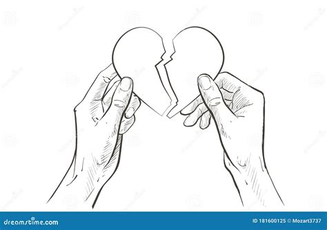 Hand Holding Broken Heart Drawing