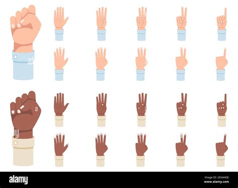 Finger Counting A Set Of Hands With Counts On The Fingers From One To Five Vector Illustration