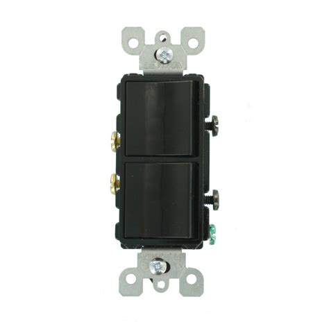 Leviton Decora 15 Amp Single Pole Dual Rocker Switch Black R55 05634
