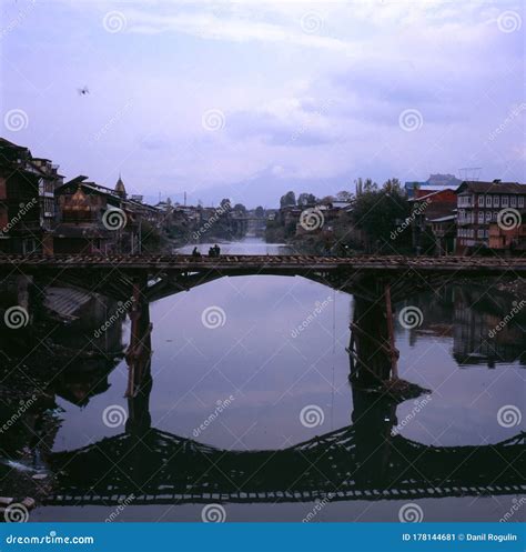 Wooden Bridge Across Jhelum River In Srinagar Editorial Photo Image