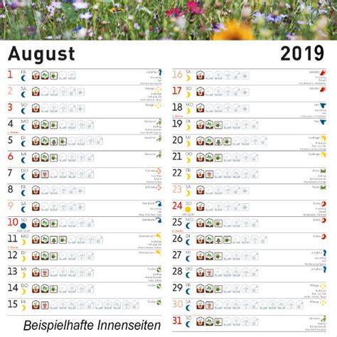 Ja, sie sollten besonders gartenarbeiten nach dem mondplanen. Der Garten-Wandkalender