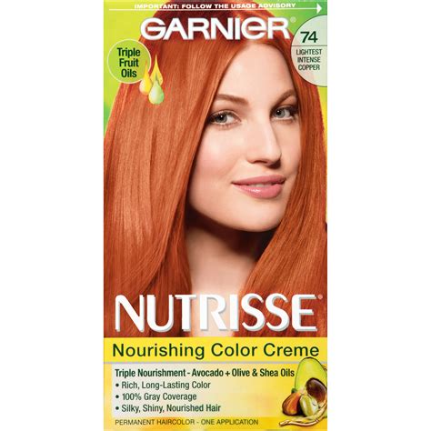 Our shades of copper hair dye can offer either subtle or vibrant color results. Garnier 74 Lightest Intense Copper Nourishing Color Creme ...