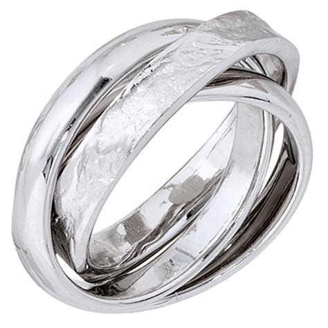 Damen Ring 925 Sterling Silber Rhodiniert Teilgehämmert Silberring Silberschmuckweltde