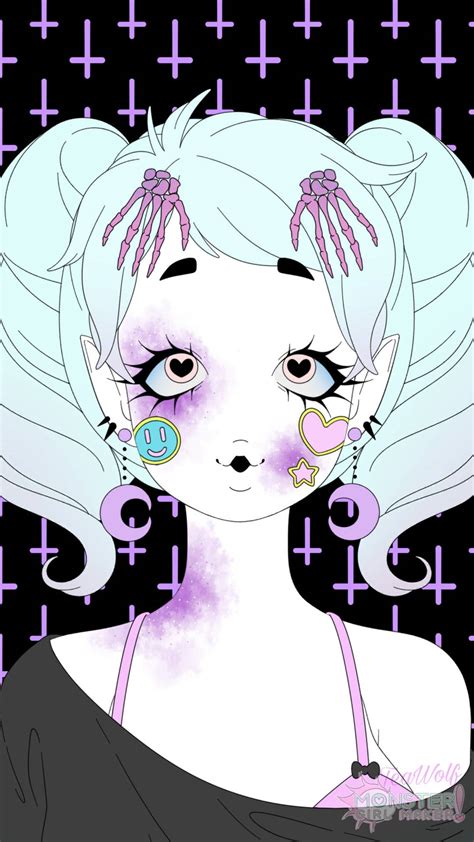Download Pastel Goth Girl With Creepy Makeup Wallpaper