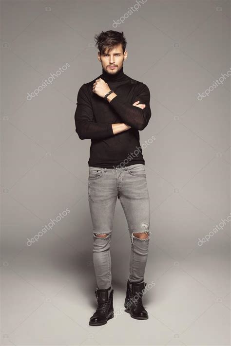 Handsome Sexy Male Model Posing — Stock Photo © Kiuikson 97236866