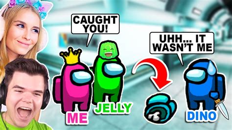 Trolling jelly in among us! CATCHING The IMPOSTOR In Among Us With Jelly And Dino ...