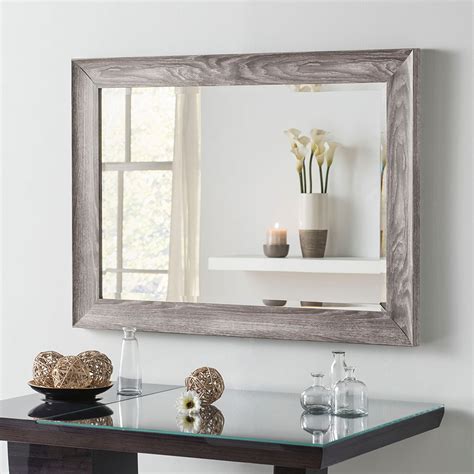 Light Grey Rectangular Bevelled Mirror | Contemporary Mirrors