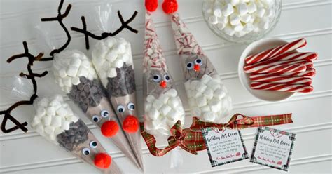Santa And Reindeer Hot Cocoa Cones Easy Holiday Craft And T Idea