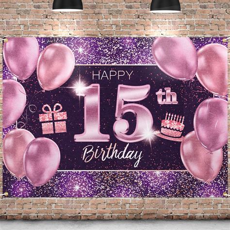 Buy Pakboom Happy 15th Birthday Banner Backdrop 15 Birthday Party