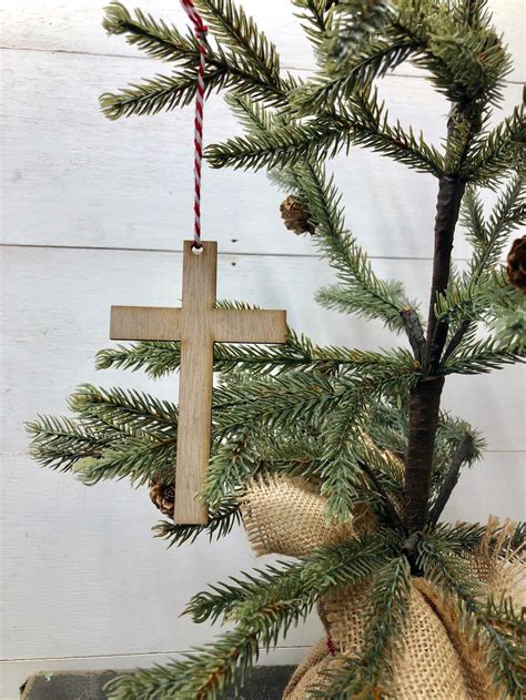 Wooden Cross Ornament Christmas Ornaments Christian Etsy