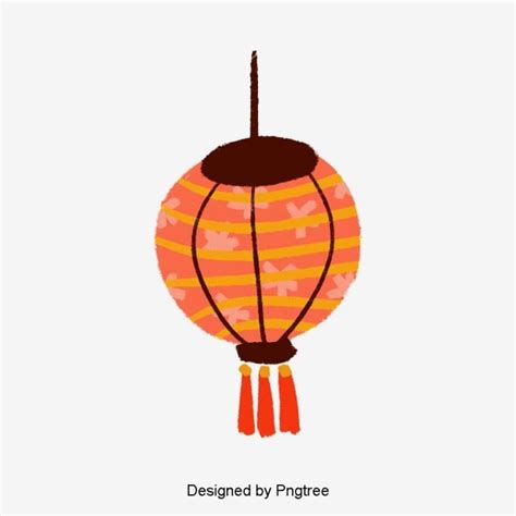 Gambar Orange Lantern Cina Gaya Perayaan Tanglung Reuni Lukisan Tangan
