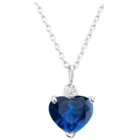 Heart Shaped Sapphire And Diamond Gold Drop Necklace Pendant At 1stdibs