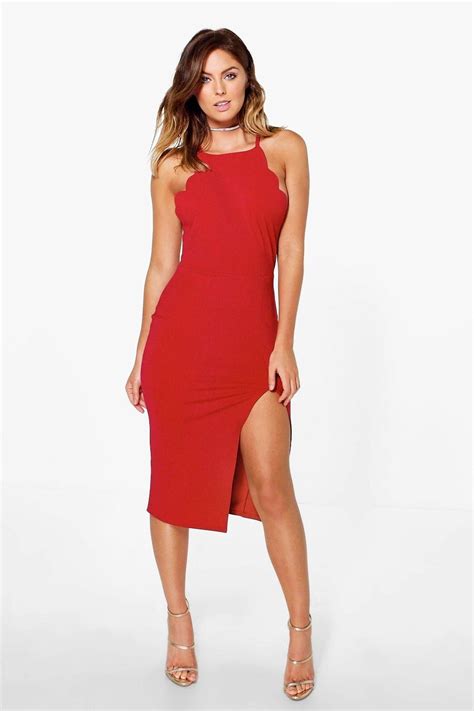 Hazel Scallop Detail Midi Dress Dresses Online Shopping Clothes