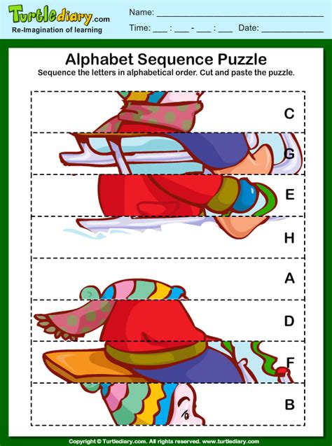 Alphabet Sequencing Puzzle Turtle Diary Worksheet