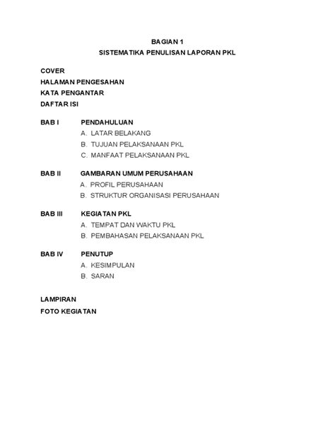 Struktur Penulisan Laporan Pkl Pdf