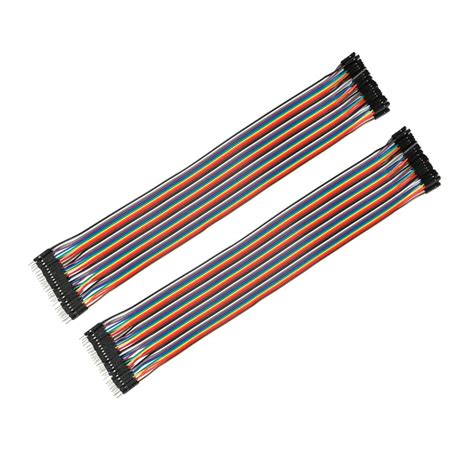 Uxcell 2pcs Male To Female 40p Jumper Wire 254mm Pitch Ribbon Cable