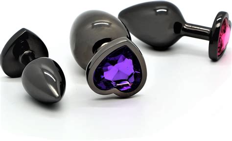 belmalia 3x butt plug set metal heart shaped anal plug with diamond size s m l stainless