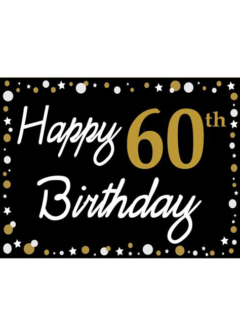Happy 60th Birthday Black Gold And White Yard Sign Party On