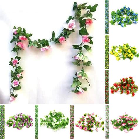 limei 1pcs fake rose vine 7 2ft garland artificial flowers plants for hotel wedding home party