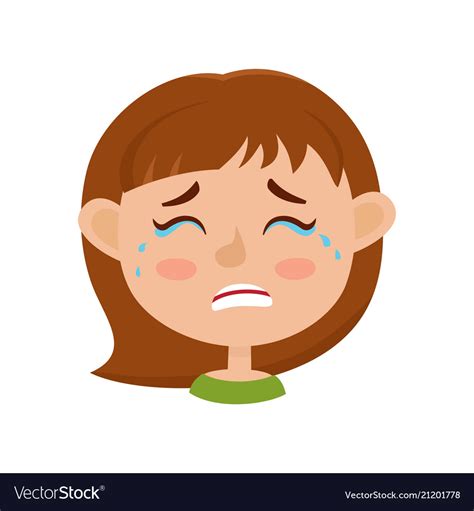 Little Girl Crying Face Expression Cartoon Vector Image