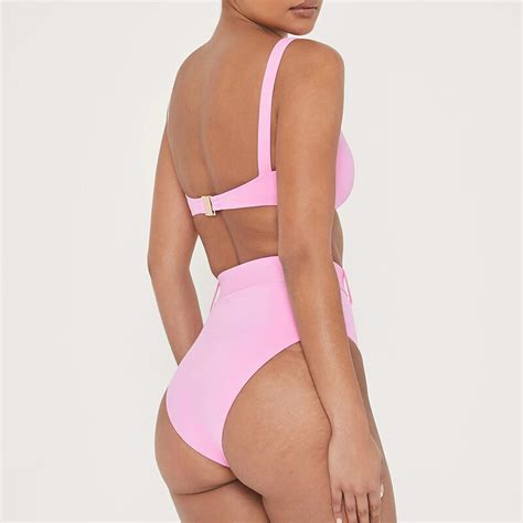 Sexy Two Piece Bathing Suit Bikini Set 2020 Pink Women High Waist Swimsuit Female Belt Bathing