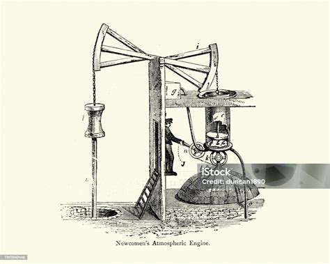 Newcomen Atmospheric Steam Engine Stock Illustration Download Image