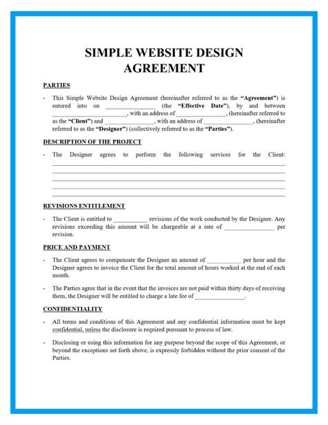 Website Contract Template Free Printable Templates