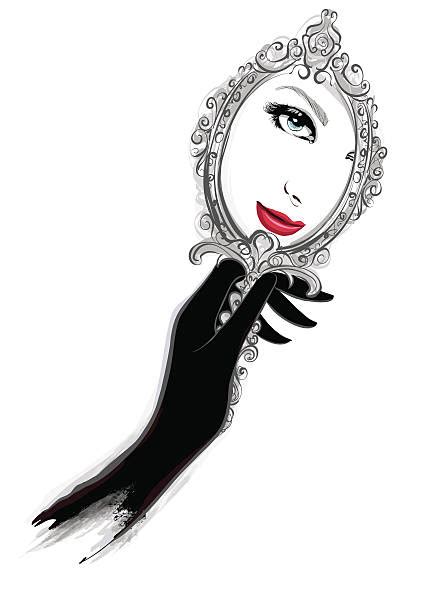 Best Woman Looking In Mirror Illustrations Royalty Free Vector