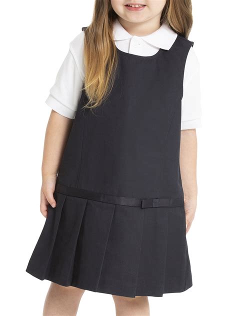 Real School Toddler Girls School Uniform Drop Waist Jumper Dress With