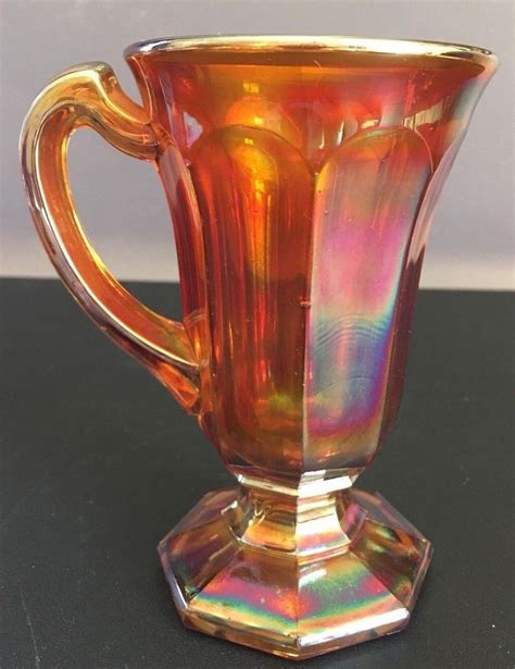 Vintage Marigold Carnival Glass Wide Panel Irish Coffee Mug 1919282010 Carnival Glass