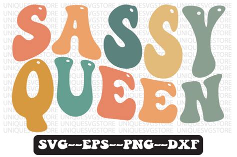 sassy queen retro wavy svg design graphic by uniquesvgstore · creative fabrica