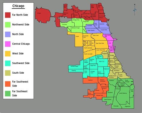 Gifts Delight Laminated X Poster Chicago Neighborhoods Map