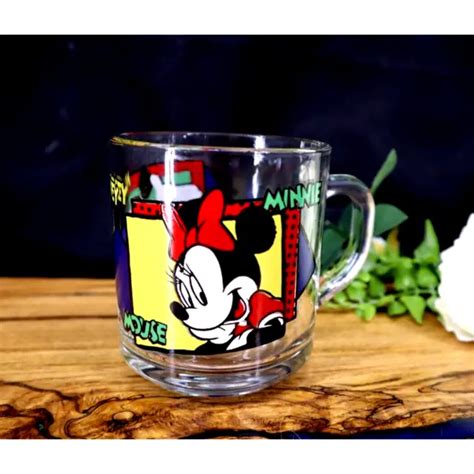 Vintage Anchor Hocking Disney Mickey Minnie Mouse Clear Glass Mug