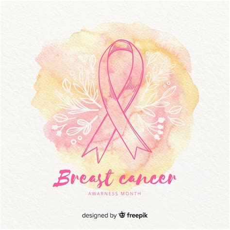 premium vector watercolor breast cancer awareness with ribbon