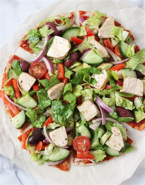 Try to include at least 1 starchy food with each main meal. Loaded Greek Chicken Salad Pizza - Exploring Healthy Foods