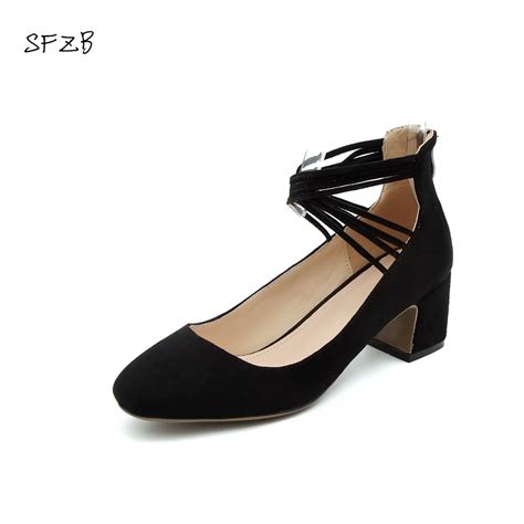 Sfzb Classic Pumps High Heels Shoes Woman Pu Leather Big Size 35 43