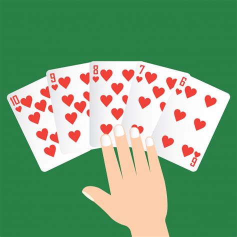 A high card hand in a game of poker consists of five cards that don't make a pair or any other kind of made hand. Straight poker winning, playing card concept | Premium Vector