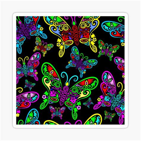 Psychedelic Butterflies Sticker By Implexity Redbubble