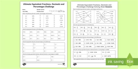 Is your child struggling with ks2 maths? KS2 Equivalent Fractions, Decimals and Percentages Worksheet