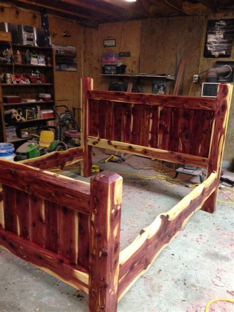 First you need to clean up the old cedar posts and then make the side walls using those posts. Bed Frame, Cedar Bed, Post Bed, Custom Made Frame, Cedar ...