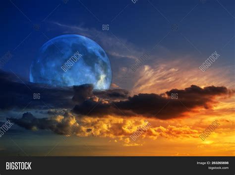 Red Sunset Moon Image And Photo Free Trial Bigstock