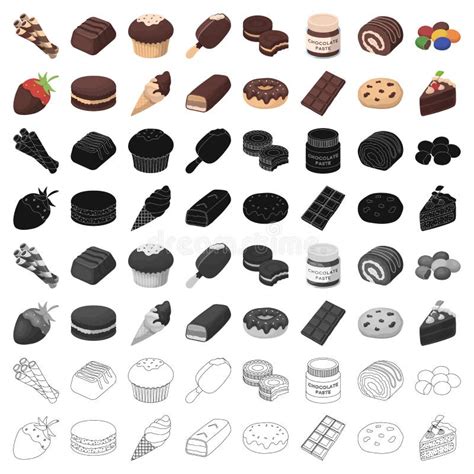 Slice Of Chocolate Cake Icon In Outline Style Isolated On White