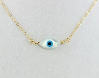 Evil Eye Necklaces Gold Filled Blue Eyes Minimalist Kabbalah