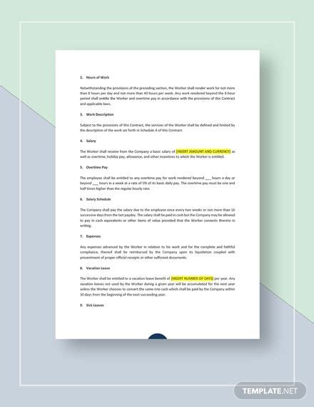 Work Agreement Contract Template Google Docs Word Apple Pages