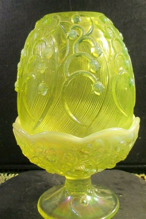 But would have like to see what different fairy lamps were worth monetarily. Fenton art glass yellow vaseline glass lily of the valley ...