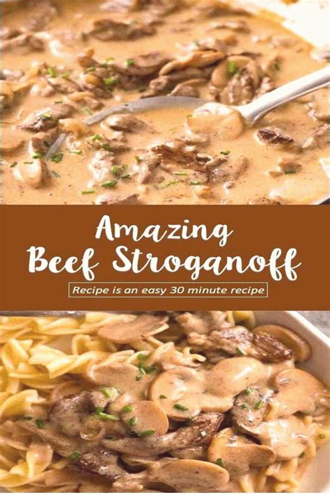 Add water or beef broth, condensed soup and mushrooms; Amazing Beef Stroganoff, 2020 | Dana yemekleri, Yemek ...