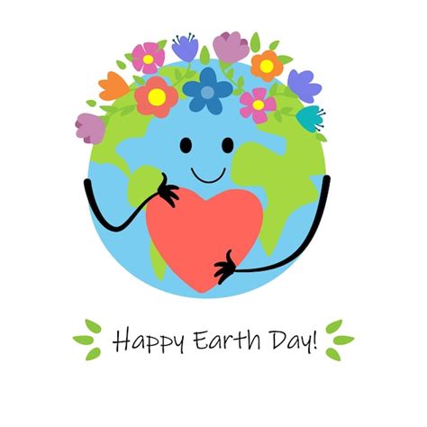 Tarjeta De Felicitación Del Día De La Tierra Feliz Con Una Ilustración