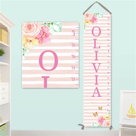 Pink Growth Chart Canvas Personalized Growth Chart With Pink