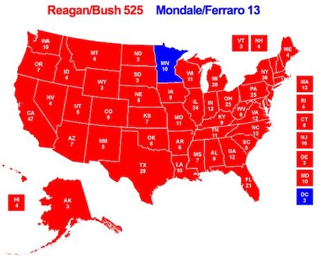 Results of the presidential election of 1984, won by ronald reagan with 525 electoral votes. Fact File Fun Facts | fasab