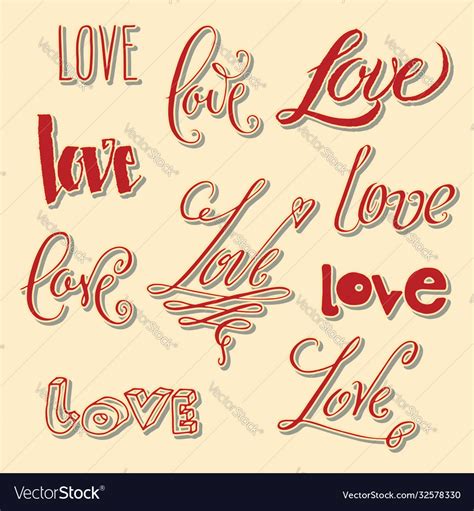 Love Lettering In Misc Styles Royalty Free Vector Image
